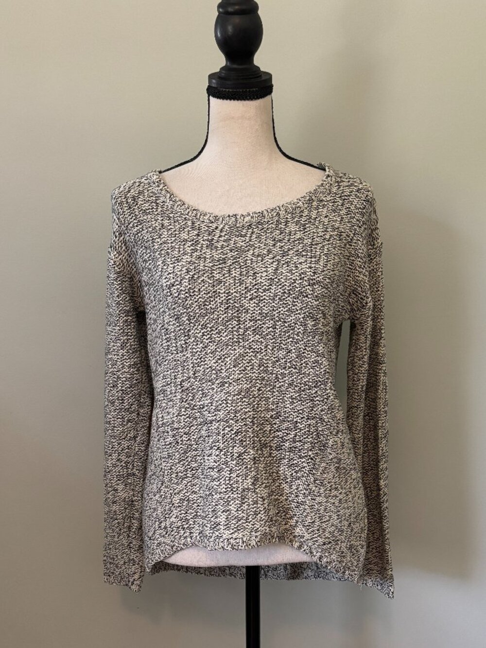 Quinn Marled Elbow-Patch Hi-Low Tunic Sweater Small Like New